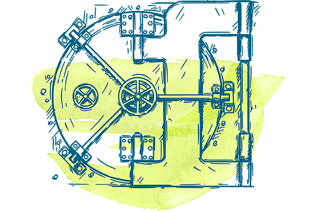 Illustrated safe door