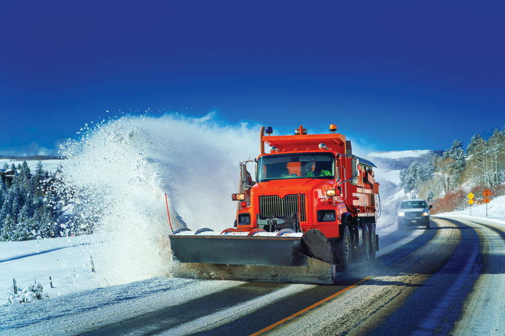 Snowplow on road