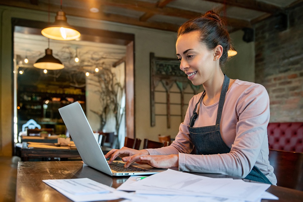Woman doing online banking
