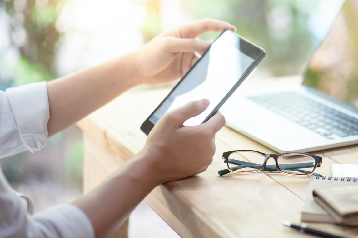 mobile device being used for banking