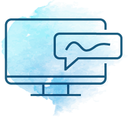 Icon of a computer with a chat window